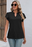 Eyelet Notched Flutter Sleeve T-Shirt - PD SECRET REALM