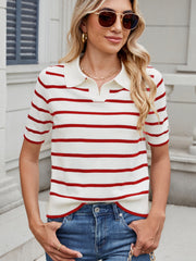 Striped Short Sleeve Sweater