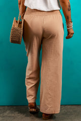 Clay Smocked Waist Loose Straight Leg Pants