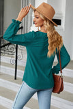 Round Neck Flounce Sleeve Blouse - PD SECRET REALM