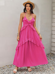 Ruffled Halter Neck Maxi Dress