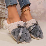 Bow Trim Contrast Slippers - PD SECRET REALM