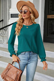 Round Neck Flounce Sleeve Blouse - PD SECRET REALM