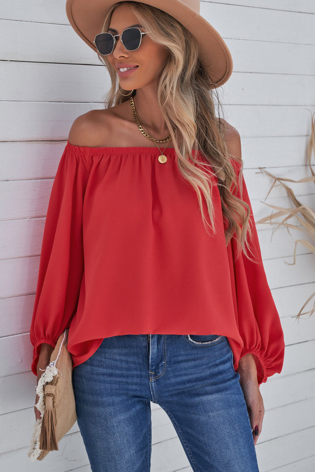 Off-Shoulder Balloon Sleeve Top