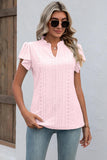 Eyelet Notched Flutter Sleeve T-Shirt - PD SECRET REALM