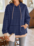 Lovelet Drawstring Striped Long Sleeve Hoodie - PD SECRET REALM