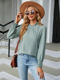 Round Neck Flounce Sleeve Blouse - PD SECRET REALM