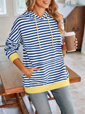 Lovelet Drawstring Striped Long Sleeve Hoodie - PD SECRET REALM