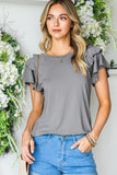 Layered Flutter Sleeve Round Neck Top - PD SECRET REALM