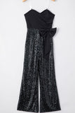 Bow Sequin Wide Leg Jumpsuit - PD SECRET REALM