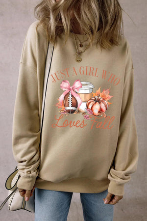 Graphic Round Neck Long Sleeve Sweatshirt - PD SECRET REALM