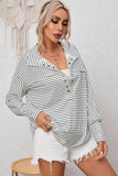 Full Size Striped Collared Top - PD SECRET REALM