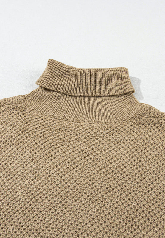 Solid Color Turtleneck Short Sleeve Sweater