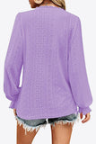 Eyelet V-Neck Flounce Sleeve Blouse - PD SECRET REALM