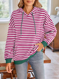 Lovelet Drawstring Striped Long Sleeve Hoodie - PD SECRET REALM