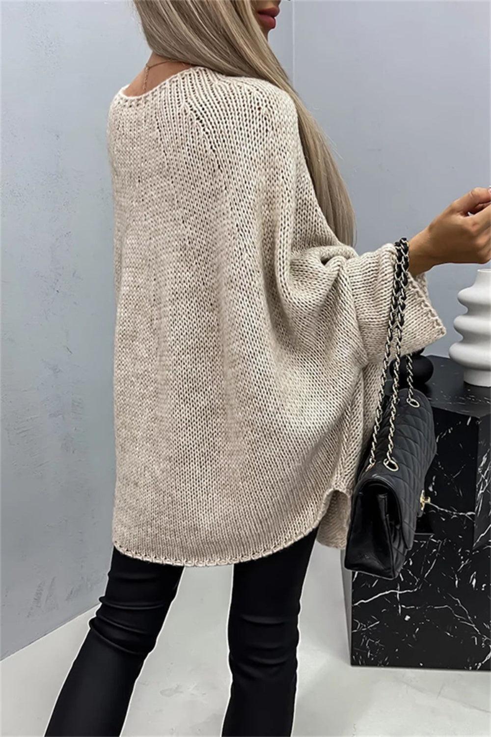 Round Neck Batwing Sleeve Sweater - PD SECRET REALM