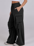 Elastic Waist Wide Leg Pants with Pockets - PD SECRET REALM