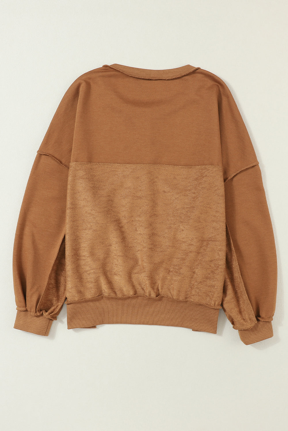 Chestnut Slouchy Drop Shoulder Henley Sweatshirt