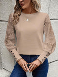 Round Neck Lace Long Sleeve Top - PD SECRET REALM