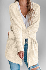 Pocketed Open Front Long Sleeve Cardigan