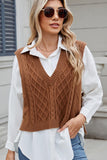 Cable-Knit V-Neck Sweater Vest - PD SECRET REALM