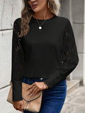 Round Neck Lace Long Sleeve Top - PD SECRET REALM