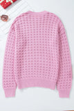 Round Neck Dropped Shoulder Long Sleeve Sweater - PD SECRET REALM