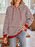 Lovelet Drawstring Striped Long Sleeve Hoodie - PD SECRET REALM