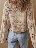 Hollow Out Cable-Knit Boat Neck Sweater - PD SECRET REALM