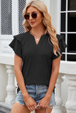 Eyelet Notched Flutter Sleeve T-Shirt - PD SECRET REALM