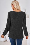 Ribbed Square Neck Long Sleeve T-Shirt - PD SECRET REALM