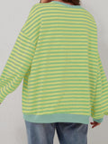 Lovelet Contrast Striped Long Sleeve Sweatshirt - PD SECRET REALM