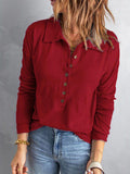 Collared Neck Half Button Top - PD SECRET REALM