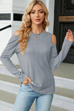 Round Neck Cold Shoulder T-Shirt - PD SECRET REALM