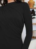 FAM-FAM Ruched Mock Neck Long Sleeve T-Shirt - PD SECRET REALM