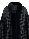 Fuzzy Checkered Long Sleeve Poncho - PD SECRET REALM