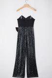 Bow Sequin Wide Leg Jumpsuit - PD SECRET REALM