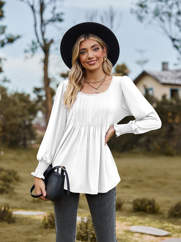 Puff Sleeve Pleated Blouse - PD SECRET REALM