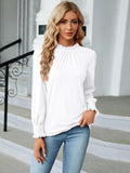 Round Neck Flounce Sleeve Blouse - PD SECRET REALM