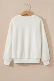 HOWDY Patched Round Neck Sherpa Sweatshirt - PD SECRET REALM