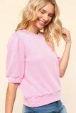 Haptics Full Size Wavy Rib Half Sleeve Knit Top - PD SECRET REALM