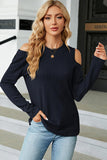 Round Neck Cold Shoulder T-Shirt - PD SECRET REALM