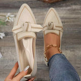 Bow Contrast Trim Point Toe Loafers - PD SECRET REALM