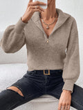 Honey Half Zip Dropped Shoulder Sweater - PD SECRET REALM