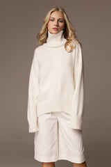 Turtleneck Dropped Shoulder Long Sleeve Sweater