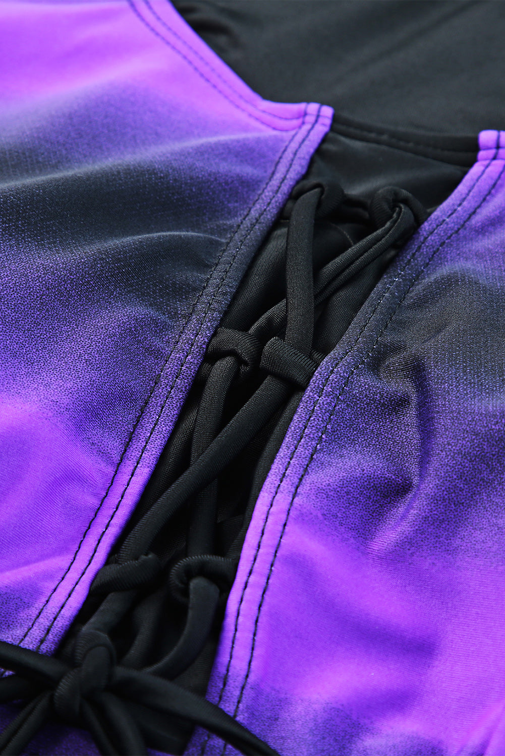 Purple Lace Up Padded Racerback Tankini Swimsuit