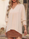 Johnny Collar Three-Quarter Sleeve Blouse - PD SECRET REALM