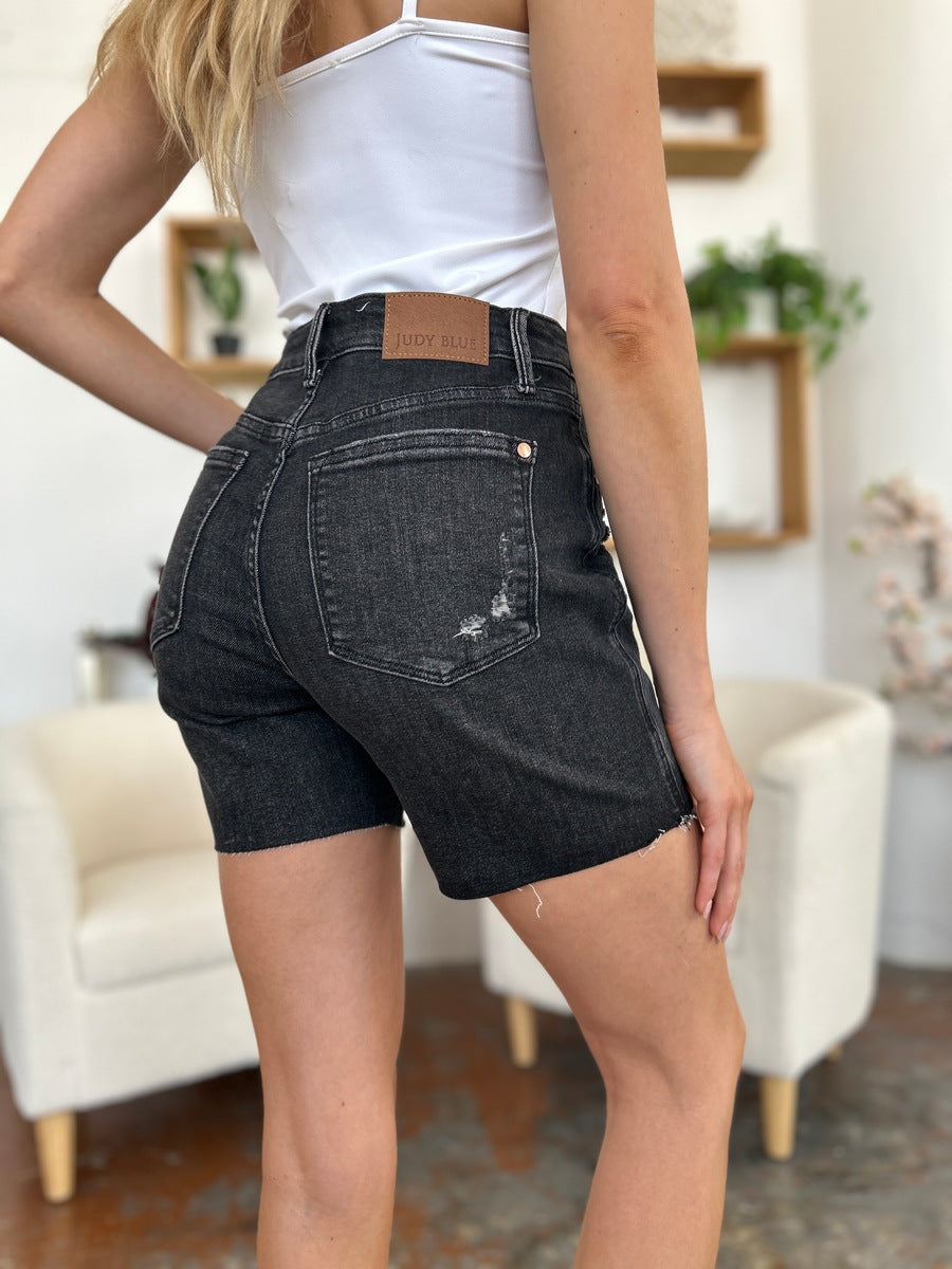 Full Size High Waist Rigid Magic Denim Shorts