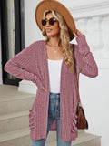 Pocketed Open Front Long Sleeve Cardigan - PD SECRET REALM