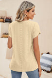 Eyelet Petal Sleeve V-Neck Knit Top - PD SECRET REALM